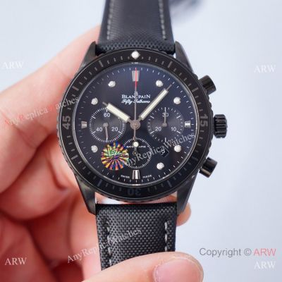 Swiss Copy Blancpain Fifty Fathoms Bathyscaphe Chronographe Flyback Watch All Black